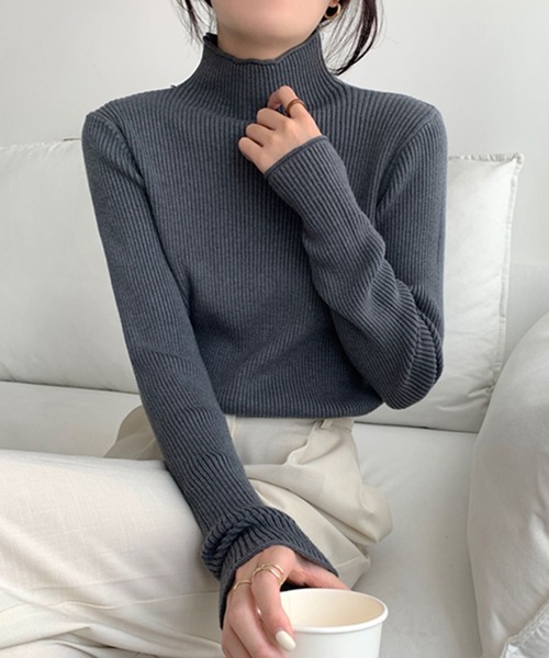 STYLEBLOCK（スタイルブロック）の「ハイネックニットプルオーバー（ニット/セーター・レディース・ベージュ系その他/ブラック/グレー/オートミール/ブラウン/ホワイト・FREE）」の4枚目の写真