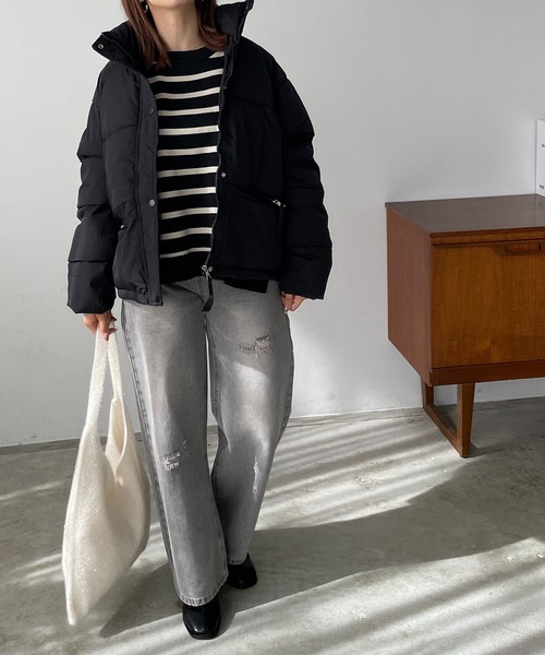 210nouve(トゥージュヌーブ)の「ボリュームフェイクダウントブルゾン(ダウンジャケット/コート・レディース・ブラック/ベージュ・FREE)」の3枚目の写真