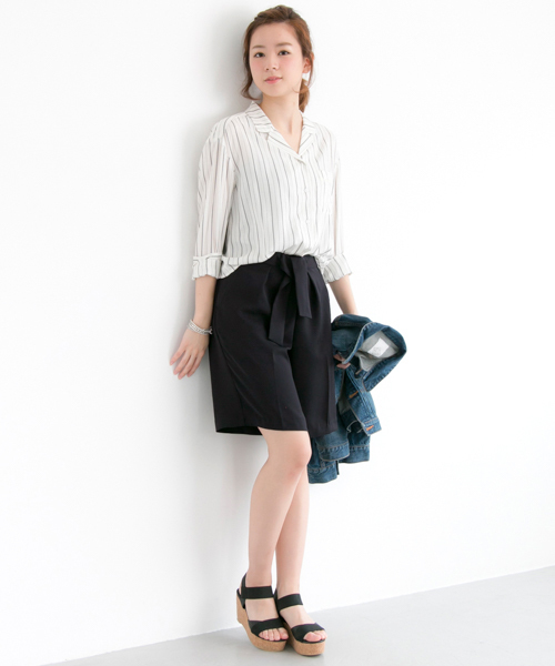 URBAN RESEARCH（アーバンリサーチ）の「UR フロントリボンハーフパンツ（その他パンツ・レディース・ブラック/ネイビー・FREE）」の13枚目の写真