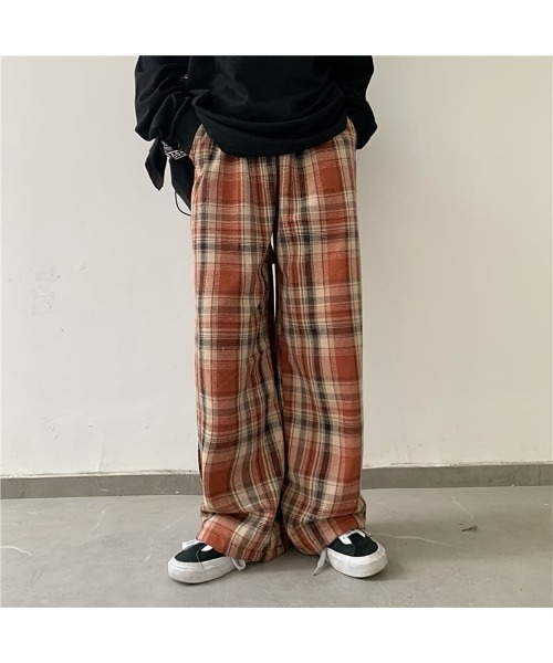 B.I.D.（ビーアイディー）の「チェック柄ルーズワイドレッグパンツ（その他パンツ・レディース・オレンジ/ブルー・LARGE）」の19枚目の写真