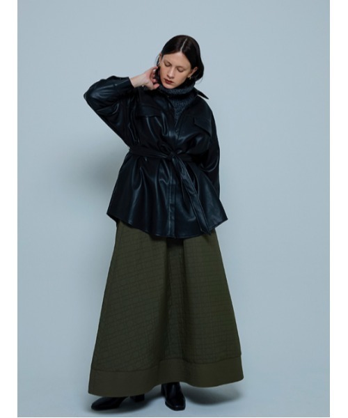 AMAIL(アマイル)の「Vegan leather point Jacket(その他アウター・レディース・アイボリー/ブラック・FREE)」の4枚目の写真