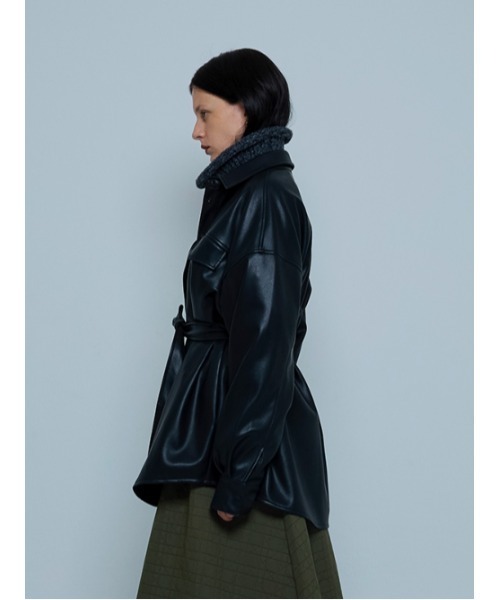 AMAIL(アマイル)の「Vegan leather point Jacket(その他アウター・レディース・アイボリー/ブラック・FREE)」の5枚目の写真