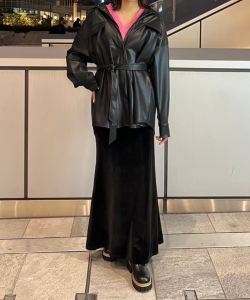 AMAIL(アマイル)の「Vegan leather point Jacket(その他アウター・レディース・アイボリー/ブラック・FREE)」の16枚目の写真