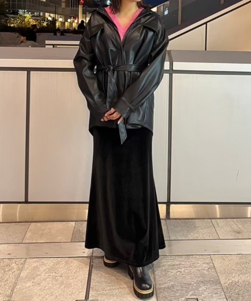 AMAIL(アマイル)の「Vegan leather point Jacket(その他アウター・レディース・アイボリー/ブラック・FREE)」の18枚目の写真