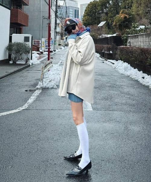 AMAIL(アマイル)の「Vegan leather point Jacket(その他アウター・レディース・アイボリー/ブラック・FREE)」の19枚目の写真