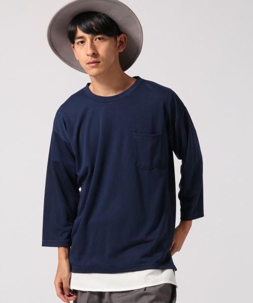 RAGEBLUE（レイジブルー）の「TRPUドロップTシャツ7分袖/567783（Tシャツ/カットソー・メンズ・ネイビー/オリーブ/ブラック/ベージュ/ホワイト・MEDIUM/LARGE）」の5枚目の写真