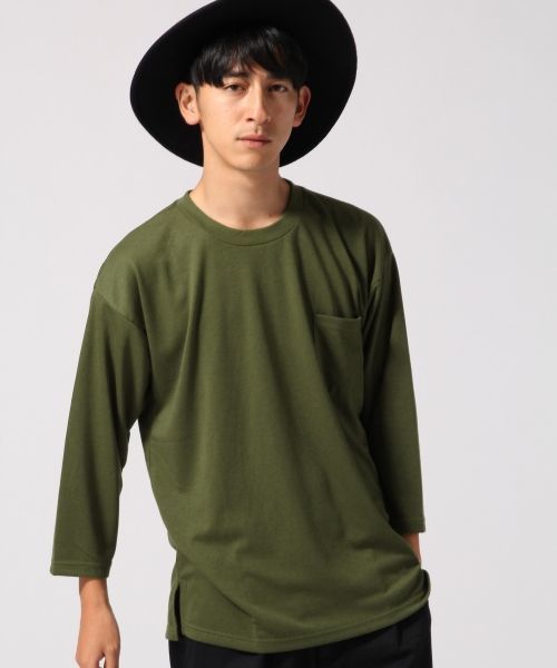 RAGEBLUE（レイジブルー）の「TRPUドロップTシャツ7分袖/567783（Tシャツ/カットソー・メンズ・ネイビー/オリーブ/ブラック/ベージュ/ホワイト・MEDIUM/LARGE）」の4枚目の写真