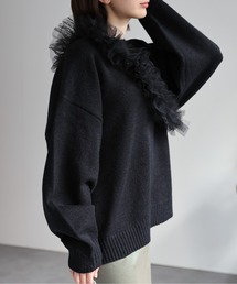 【SET ITEM】チュールセットアルパカタッチニットトップス<マルチway>