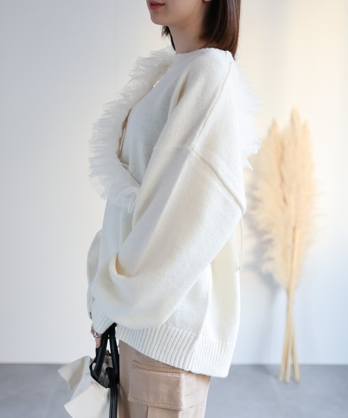 「SET ITEM」チュールセットアルパカタッチニットトップス「マルチway」 レディース sakishimatokyo 「SET ITEM」チュールセットアルパカタッチ
