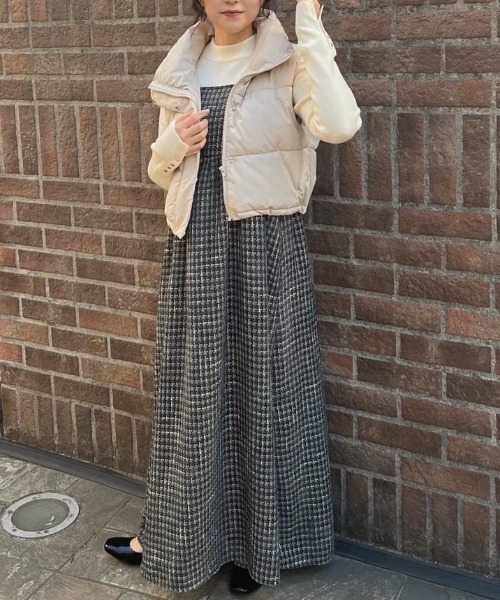 ELENCARE DUE(エレンカーレデュエ)の「・ELENCARE DUE ツイードキャミワンピース(ワンピース・レディース・ブラック/グレー/グリーン・FREE)」の5枚目の写真