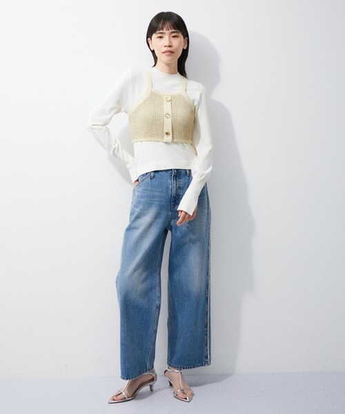 ADAM ET ROPE'（アダムエロペ）の「ラメパターンニットキャミ（キャミソール・レディース・ゴールド系その他/シルバー系その他・FREE）」の3枚目の写真