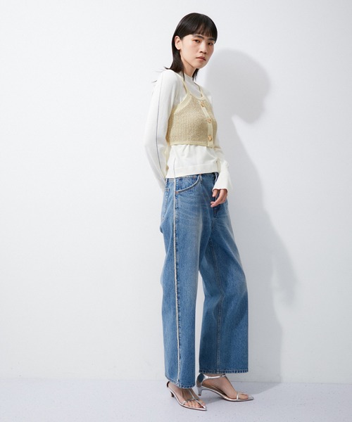 ADAM ET ROPE'（アダムエロペ）の「ラメパターンニットキャミ（キャミソール・レディース・ゴールド系その他/シルバー系その他・FREE）」の4枚目の写真