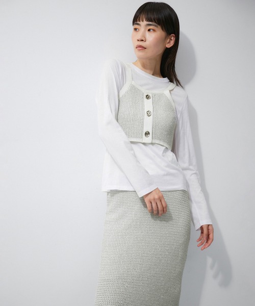 ADAM ET ROPE'（アダムエロペ）の「ラメパターンニットキャミ（キャミソール・レディース・ゴールド系その他/シルバー系その他・FREE）」の7枚目の写真