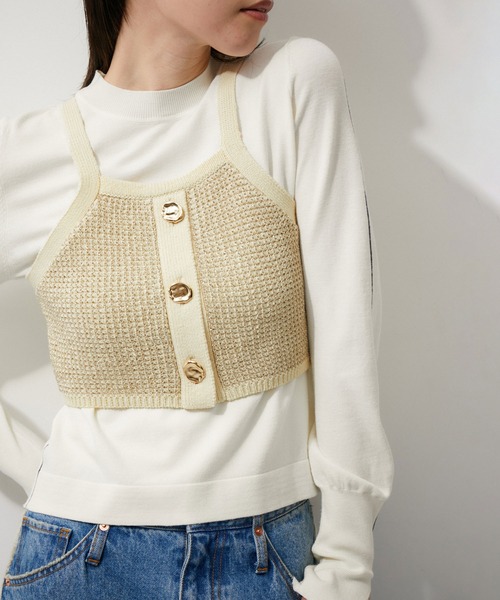 ADAM ET ROPE'（アダムエロペ）の「ラメパターンニットキャミ（キャミソール・レディース・ゴールド系その他/シルバー系その他・FREE）」の8枚目の写真