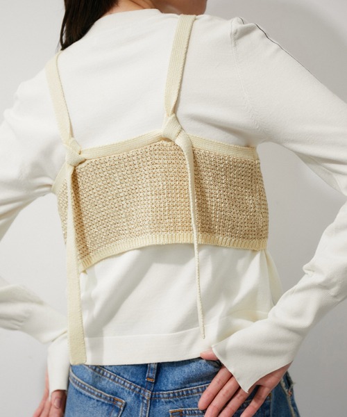 ADAM ET ROPE'（アダムエロペ）の「ラメパターンニットキャミ（キャミソール・レディース・ゴールド系その他/シルバー系その他・FREE）」の9枚目の写真