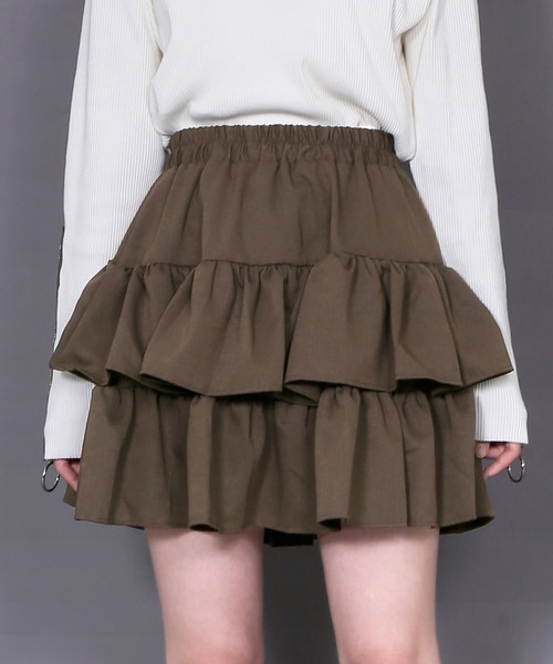 Figments(フィグメンツ)の「ボリュームフリルミニスカート(スカート・レディース・ブラック/ブラウン・FREE)」の2枚目の写真