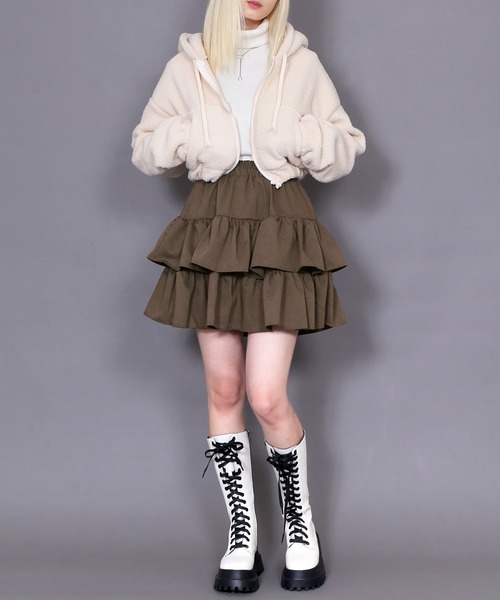 Figments(フィグメンツ)の「ボリュームフリルミニスカート(スカート・レディース・ブラック/ブラウン・FREE)」の3枚目の写真