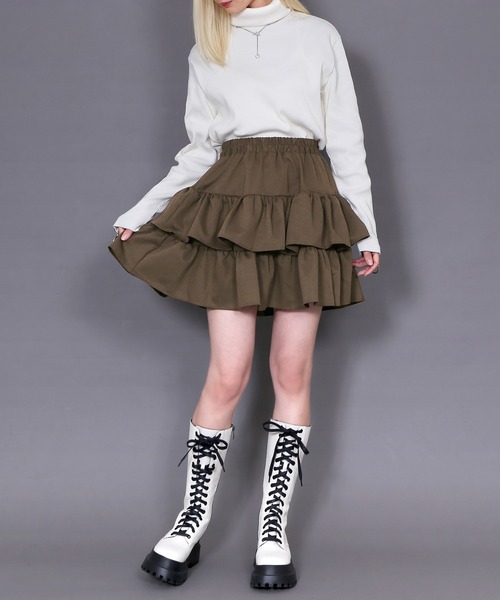 Figments(フィグメンツ)の「ボリュームフリルミニスカート(スカート・レディース・ブラック/ブラウン・FREE)」の5枚目の写真