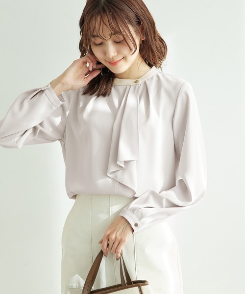 ROPE' PICNIC（ロペピクニック）の「ボウタイ風ブラウス（シャツ/ブラウス・レディース・ライトグレー/サックスブルー/ネイビー/ホワイト・36/38）」の8枚目の写真