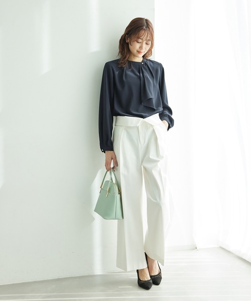 ROPE' PICNIC（ロペピクニック）の「ボウタイ風ブラウス（シャツ/ブラウス・レディース・ライトグレー/サックスブルー/ネイビー/ホワイト・36/38）」の14枚目の写真