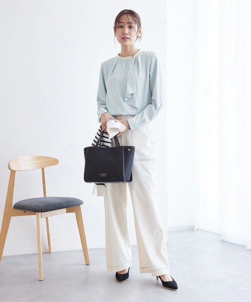 ROPE' PICNIC（ロペピクニック）の「ボウタイ風ブラウス（シャツ/ブラウス・レディース・ライトグレー/サックスブルー/ネイビー/ホワイト・36/38）」の16枚目の写真