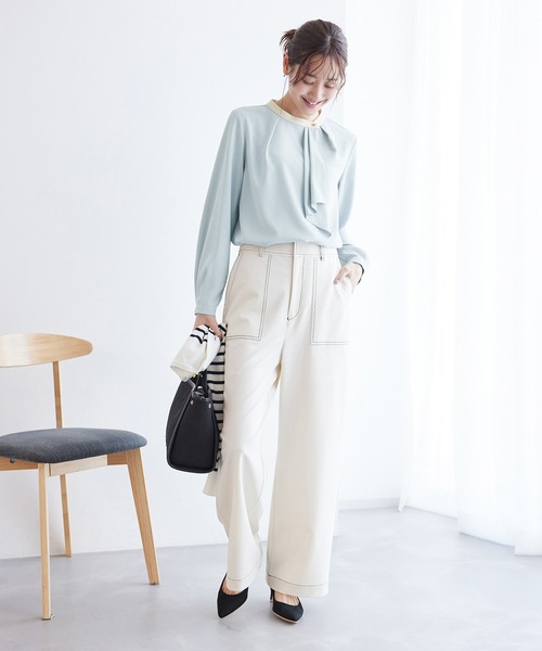 ROPE' PICNIC（ロペピクニック）の「ボウタイ風ブラウス（シャツ/ブラウス・レディース・ライトグレー/サックスブルー/ネイビー/ホワイト・36/38）」の17枚目の写真