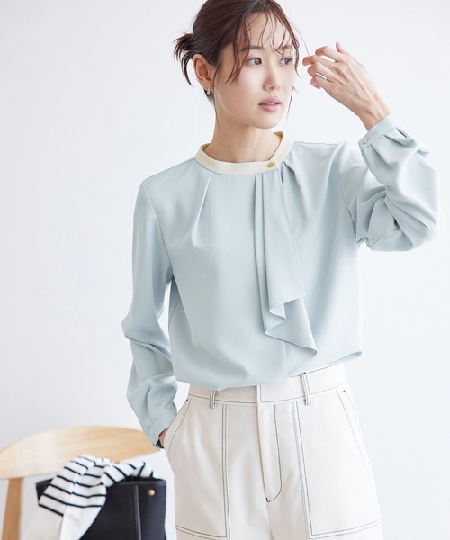 ROPE' PICNIC（ロペピクニック）の「ボウタイ風ブラウス（シャツ/ブラウス・レディース・ライトグレー/サックスブルー/ネイビー/ホワイト・36/38）」の19枚目の写真