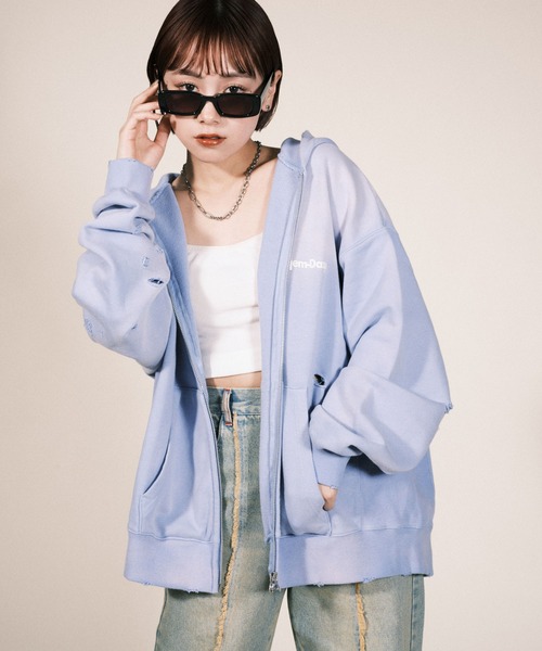 RePRODUCTION LABEL(リプロダクションレーベル)の「【ユニセックス】【RePRODUCTION LABEL / リプロダクションレーベル】ワンポイントロゴジップパーカー(パーカー・レディース・パープル/ブラック/グレー・FREE)」の3枚目の写真