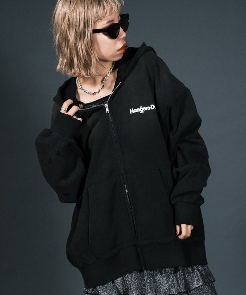 RePRODUCTION LABEL(リプロダクションレーベル)の「【ユニセックス】【RePRODUCTION LABEL / リプロダクションレーベル】ワンポイントロゴジップパーカー(パーカー・レディース・パープル/ブラック/グレー・FREE)」の2枚目の写真