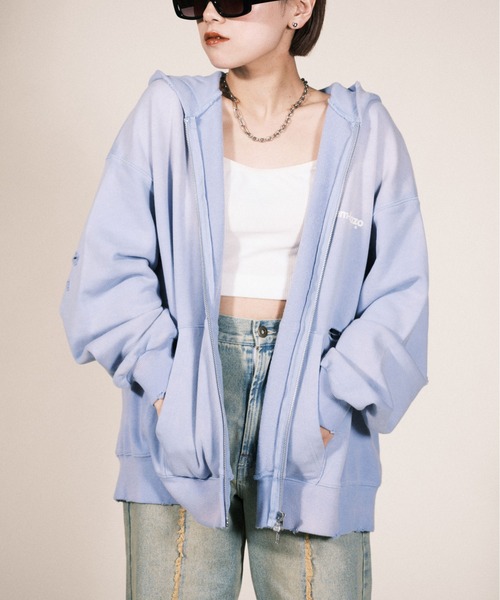 RePRODUCTION LABEL(リプロダクションレーベル)の「【ユニセックス】【RePRODUCTION LABEL / リプロダクションレーベル】ワンポイントロゴジップパーカー(パーカー・レディース・パープル/ブラック/グレー・FREE)」の7枚目の写真