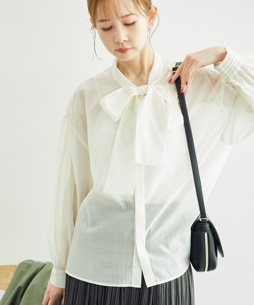 ROPE' PICNIC（ロペピクニック）の「【emur/エミュール】シアーボウタイブラウス（シャツ/ブラウス・レディース・ブラック/ライトグリーン/キナリ・38）」の22枚目の写真