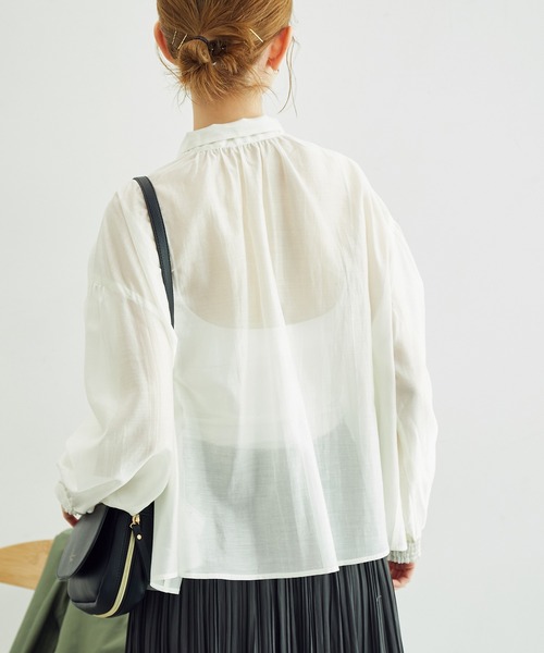 ROPE' PICNIC（ロペピクニック）の「【emur/エミュール】シアーボウタイブラウス（シャツ/ブラウス・レディース・ブラック/ライトグリーン/キナリ・38）」の17枚目の写真