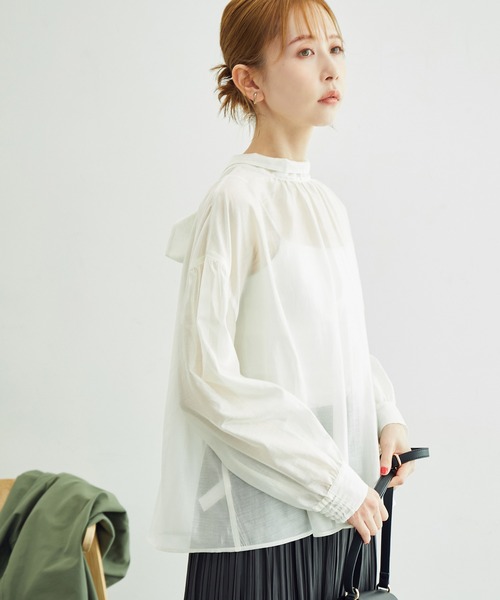ROPE' PICNIC（ロペピクニック）の「【emur/エミュール】シアーボウタイブラウス（シャツ/ブラウス・レディース・ブラック/ライトグリーン/キナリ・38）」の4枚目の写真