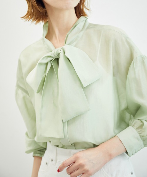 ROPE' PICNIC（ロペピクニック）の「【emur/エミュール】シアーボウタイブラウス（シャツ/ブラウス・レディース・ブラック/ライトグリーン/キナリ・38）」の18枚目の写真