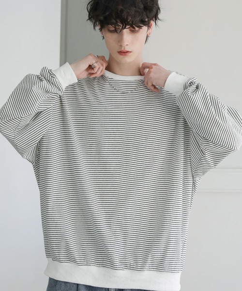 ASTRONOMY（アストロノミー）の「ドルマンスリーブポンチクルーネックプルオーバー（Tシャツ/カットソー・メンズ・チャコール/グレー/ホワイト×ブラック/ブラック/ホワイト/ブラック×ホワイト・S/M/L）」の3枚目の写真