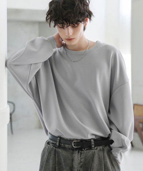 ASTRONOMY（アストロノミー）の「ドルマンスリーブポンチクルーネックプルオーバー（Tシャツ/カットソー・メンズ・チャコール/グレー/ホワイト×ブラック/ブラック/ホワイト/ブラック×ホワイト・S/M/L）」の5枚目の写真