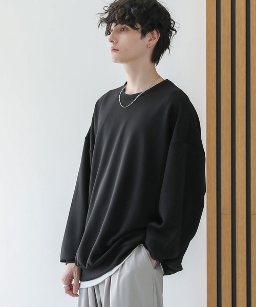 ドルマンスリーブポンチクルーネックプルオーバー（Tシャツ/カットソー