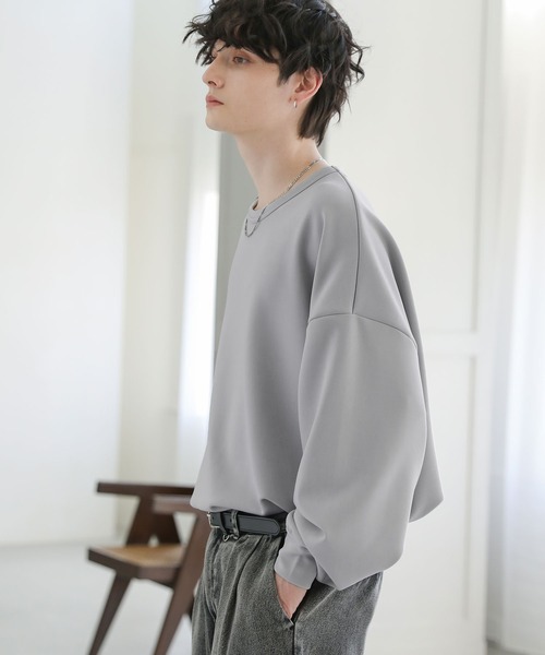 ASTRONOMY（アストロノミー）の「ドルマンスリーブポンチクルーネックプルオーバー（Tシャツ/カットソー・メンズ・チャコール/グレー/ホワイト×ブラック/ブラック/ホワイト/ブラック×ホワイト・S/M/L）」の22枚目の写真