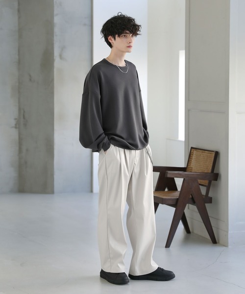ASTRONOMY（アストロノミー）の「ドルマンスリーブポンチクルーネックプルオーバー（Tシャツ/カットソー・メンズ・チャコール/グレー/ホワイト×ブラック/ブラック/ホワイト/ブラック×ホワイト・S/M/L）」の11枚目の写真