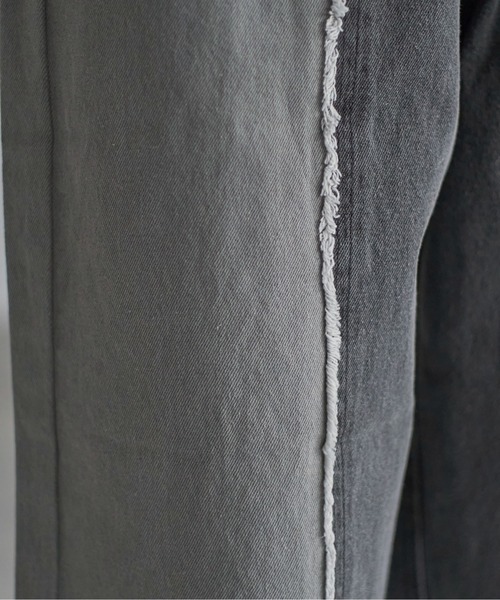 each（イーチ）の「センターシームフリンジ切替デニムパンツ（デニムパンツ・レディース・グレー・FREE）」の5枚目の写真