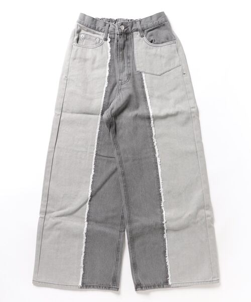 each（イーチ）の「センターシームフリンジ切替デニムパンツ（デニムパンツ・レディース・グレー・FREE）」の13枚目の写真
