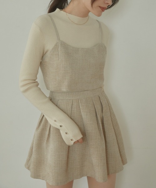 ACYM(アシーム)の「Tweed corset ビスチェ(その他トップス・レディース・ベージュ/ブラック・FREE)」の1枚目の写真