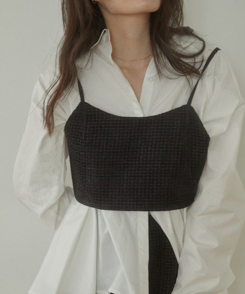 ACYM(アシーム)の「Tweed corset ビスチェ(その他トップス・レディース・ベージュ/ブラック・FREE)」の2枚目の写真