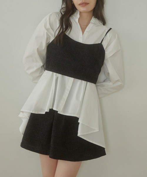 ACYM(アシーム)の「Tweed corset ビスチェ(その他トップス・レディース・ベージュ/ブラック・FREE)」の4枚目の写真