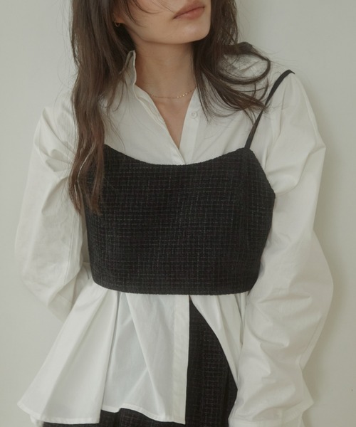 ACYM(アシーム)の「Tweed corset ビスチェ(その他トップス・レディース・ベージュ/ブラック・FREE)」の3枚目の写真