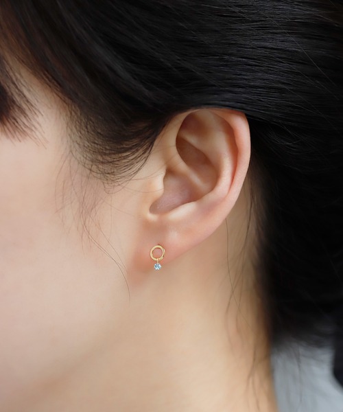 天然石サークルフレームピアス[K10]（ピアス（両耳用））｜ANEMONE（アネモネ）