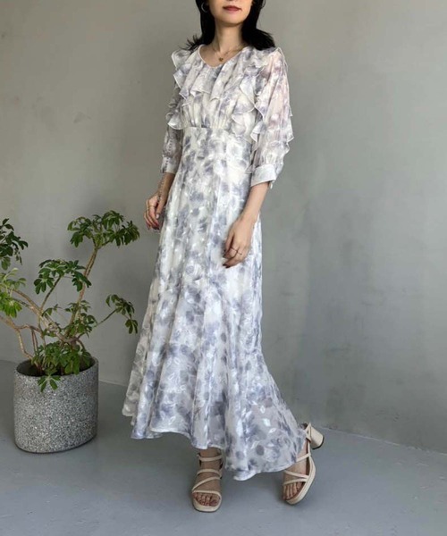 one after another NICE CLAUP（ワンアフターアナザーナイスクラップ）の「フリルスリーブフラワーロングワンピース【WEB限定商品】（ワンピース・レディース・ピンク系その他/ベージュ系その他/グレー系その他・FREE）」の20枚目の写真
