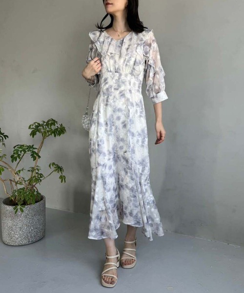 one after another NICE CLAUP（ワンアフターアナザーナイスクラップ）の「フリルスリーブフラワーロングワンピース【WEB限定商品】（ワンピース・レディース・ピンク系その他/ベージュ系その他/グレー系その他・FREE）」の21枚目の写真