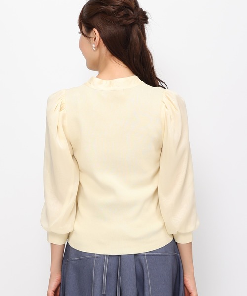 MISCH MASCH（ミッシュマッシュ）の「ブライトブラウス袖ボウタイニット/MM418315（ニット/セーター・レディース・ベージュ/ホワイト/イエロー/ピンク・ﾌﾘ-）」の6枚目の写真