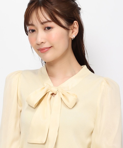 セール】□2024春夏新作□ブライトブラウス袖ボウタイニット